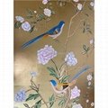Hand painted Chinoiserie wallpaper on gold metallic, Chinese wallpaper 36" x 72"