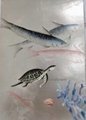 Samples for Fish Hand painted wallpaper on silver metallic 12"x16"
