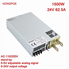 1500W24V power supply 0-24VDC adjustable voltage 0-5V analog signal control