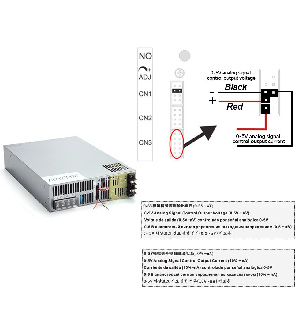 1500W 90VDC Power Supply 0-90V Adjustable Power 0-5V Analog Control output 3