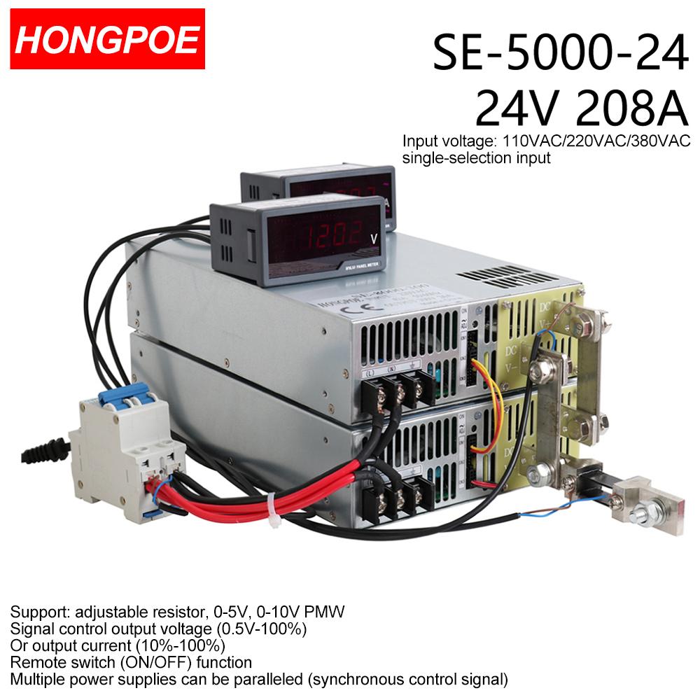 5000W 24V开关电源0-24可调0-5V模拟控制输出电压/电流