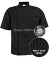 M150 黑色短袖加网眼厨师服