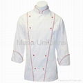 Corded Chef Coat in Fineline w/ red Accents/chef wear/chef uniform/chef wear