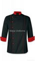 M160 黑色鑲紅色邊廚師服鑲