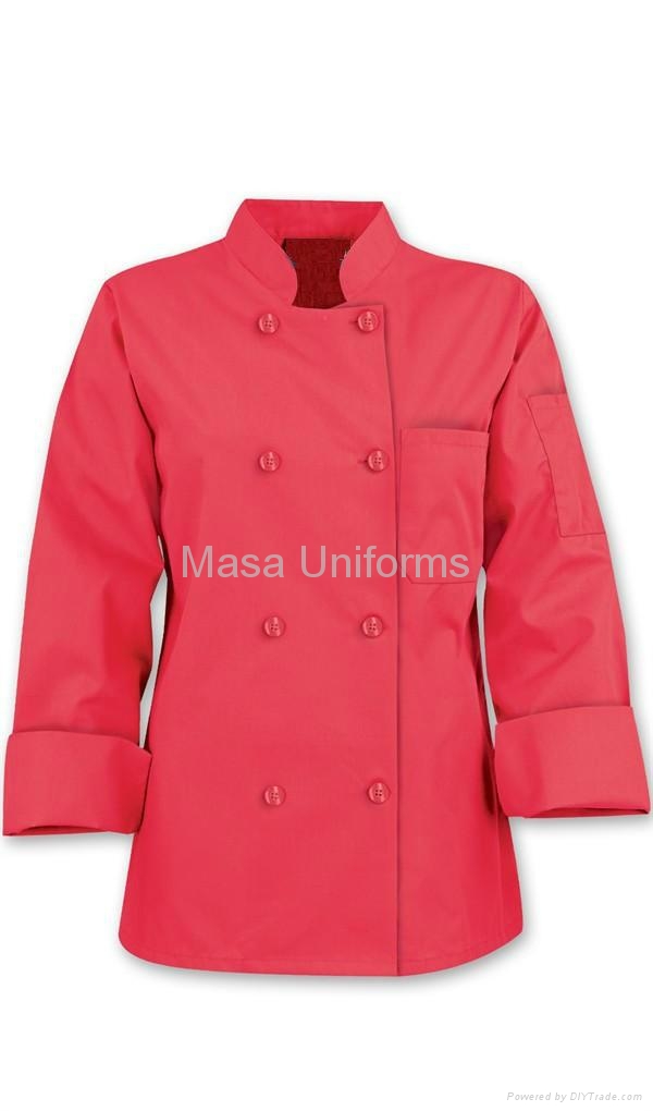 Basic Womens pink Chef Coats Pearl Buttons 65/35 Poly/Cotton ,chef