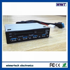 3.5'' PC bay docking with 9 ports USB 3.0 Hub with power adapter 