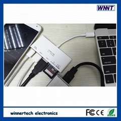 Ultra-mini TYPE-C USB3.0 hub card reader and power delivery