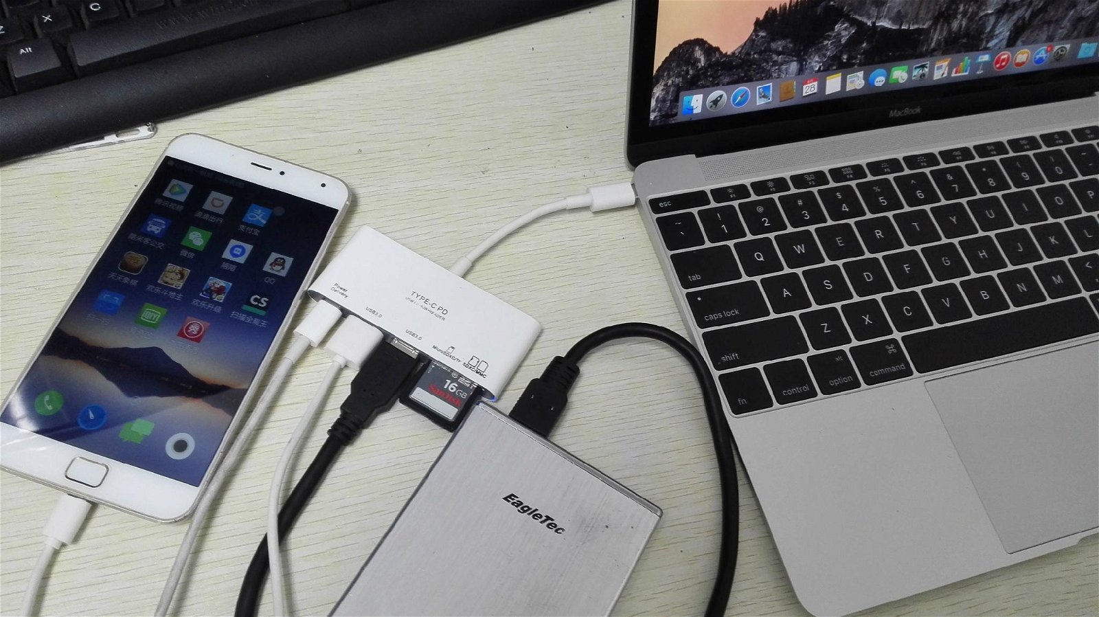 Ultra-mini TYPE-C USB3.0 hub card reader and power delivery 5