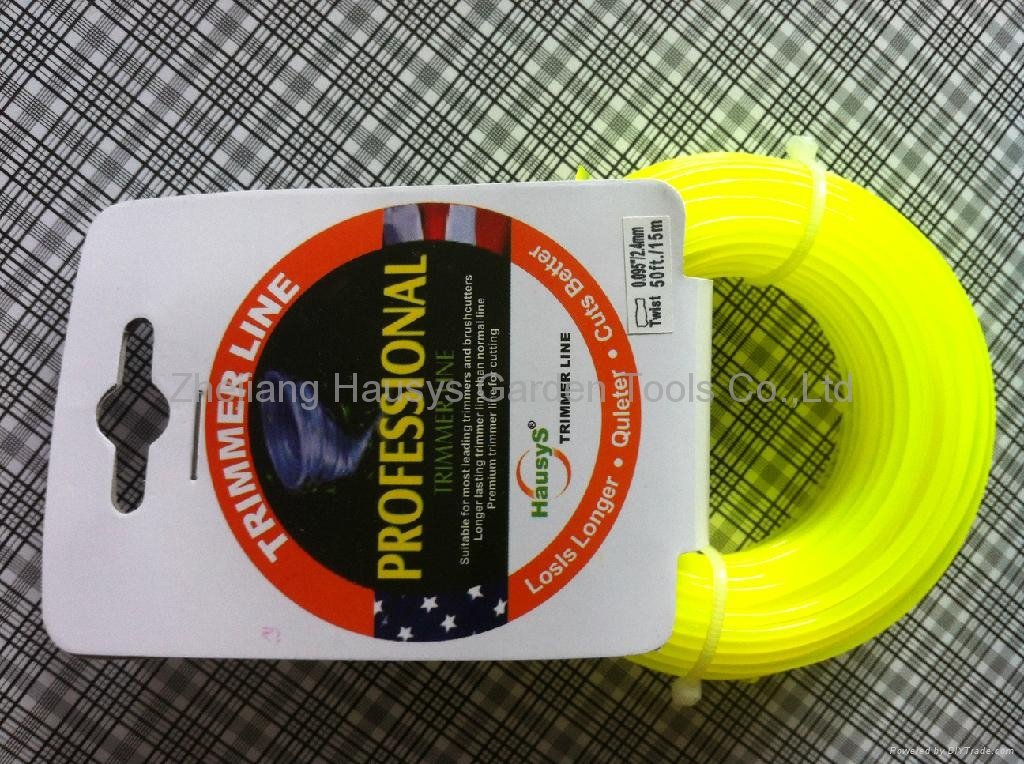 trimmer line,2.4mm*15m,yellow in headcard package