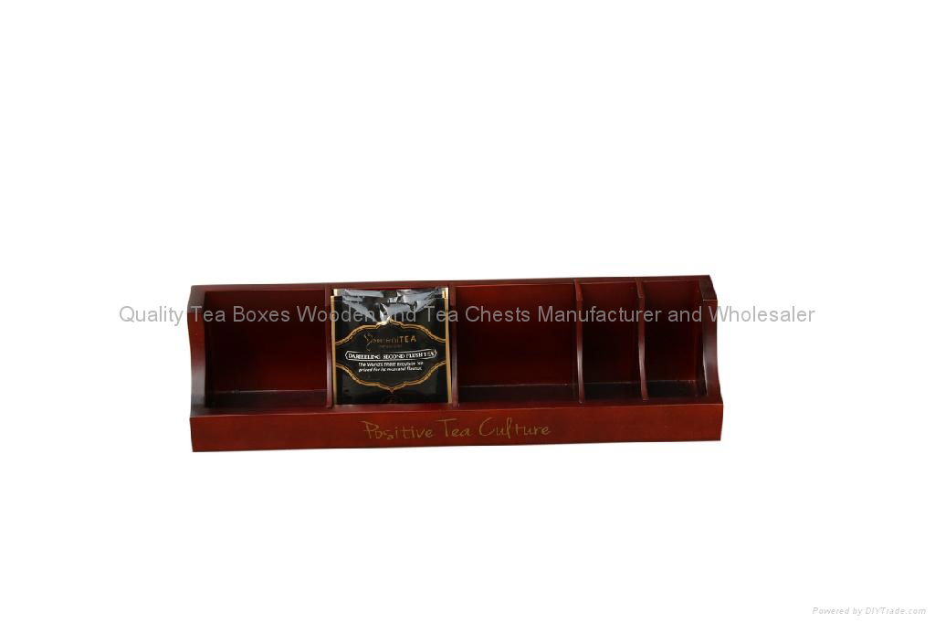 Dark Brown Stained Tea Bags Wooden Display Box