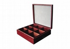 Beautifully Crafted 9 Compartment Solid Wood Tea Box