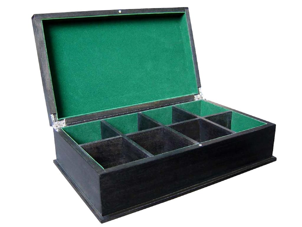 Black Wiped Wooden Tea Chest Box and Display Holder 4