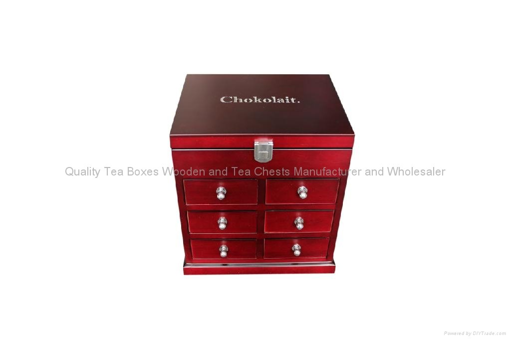 Rich Mahogany Finished Wooden Boxes with drawers for Chocolates 5