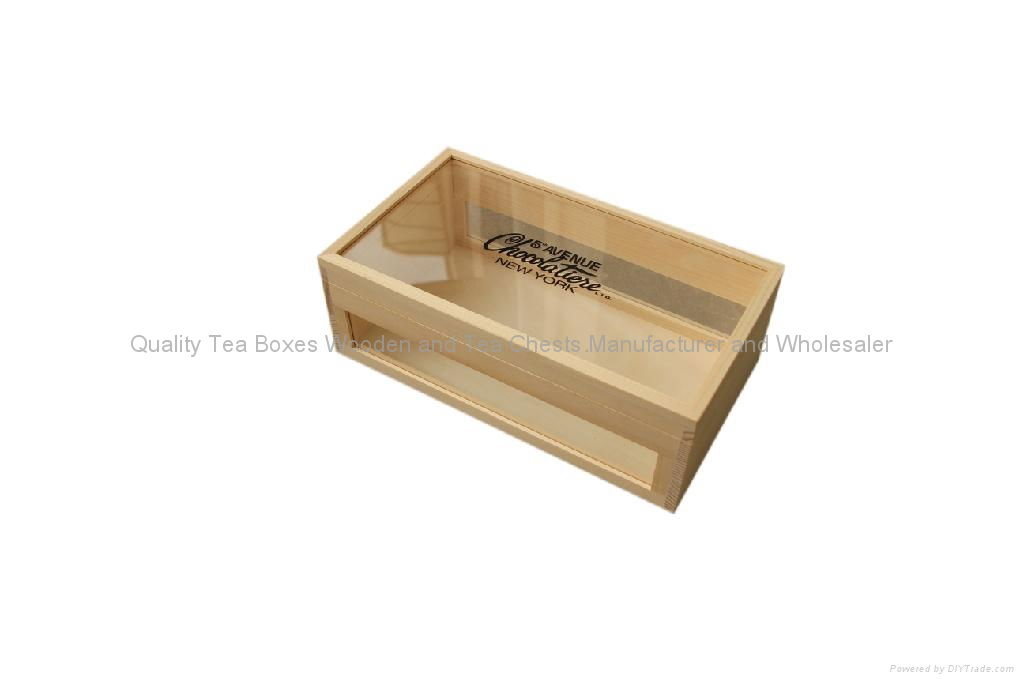 Smoothy Wooden Chocolate Gift Box with Glass Window 2