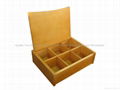 Light Brown Finished Wooden Tea Box With Six Compartments