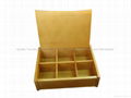 Light Brown Finished Wooden Tea Box With Six Compartments