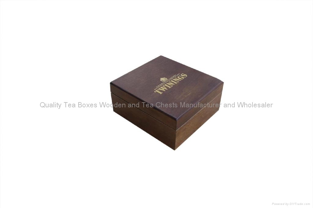 Luxurious and Exclusive Dark Wood Finshed Twinings Tea Caddy 2