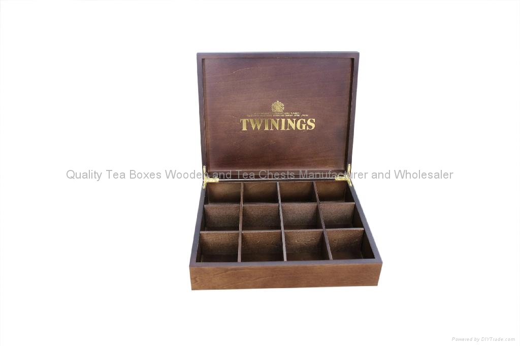 Handcrafted Dark Wood Finished Compartment Tea Storage Display Boxes 2