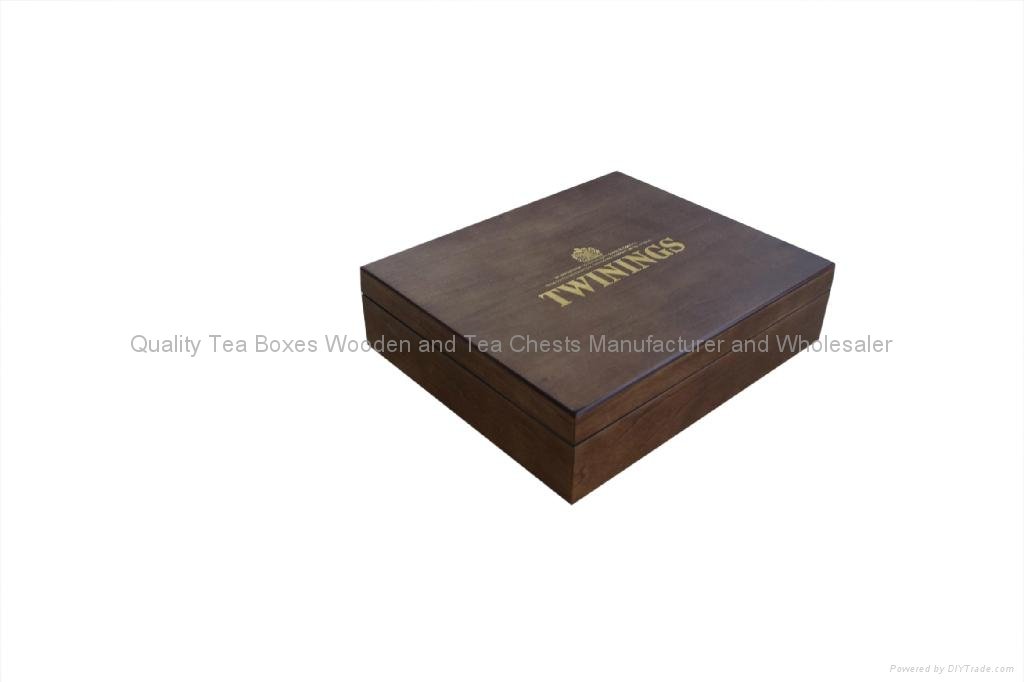 Handcrafted Dark Wood Finished Compartment Tea Storage Display Boxes 3