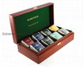 Durable Brown Wooden Compartment Tea Display Chest Box and Holder