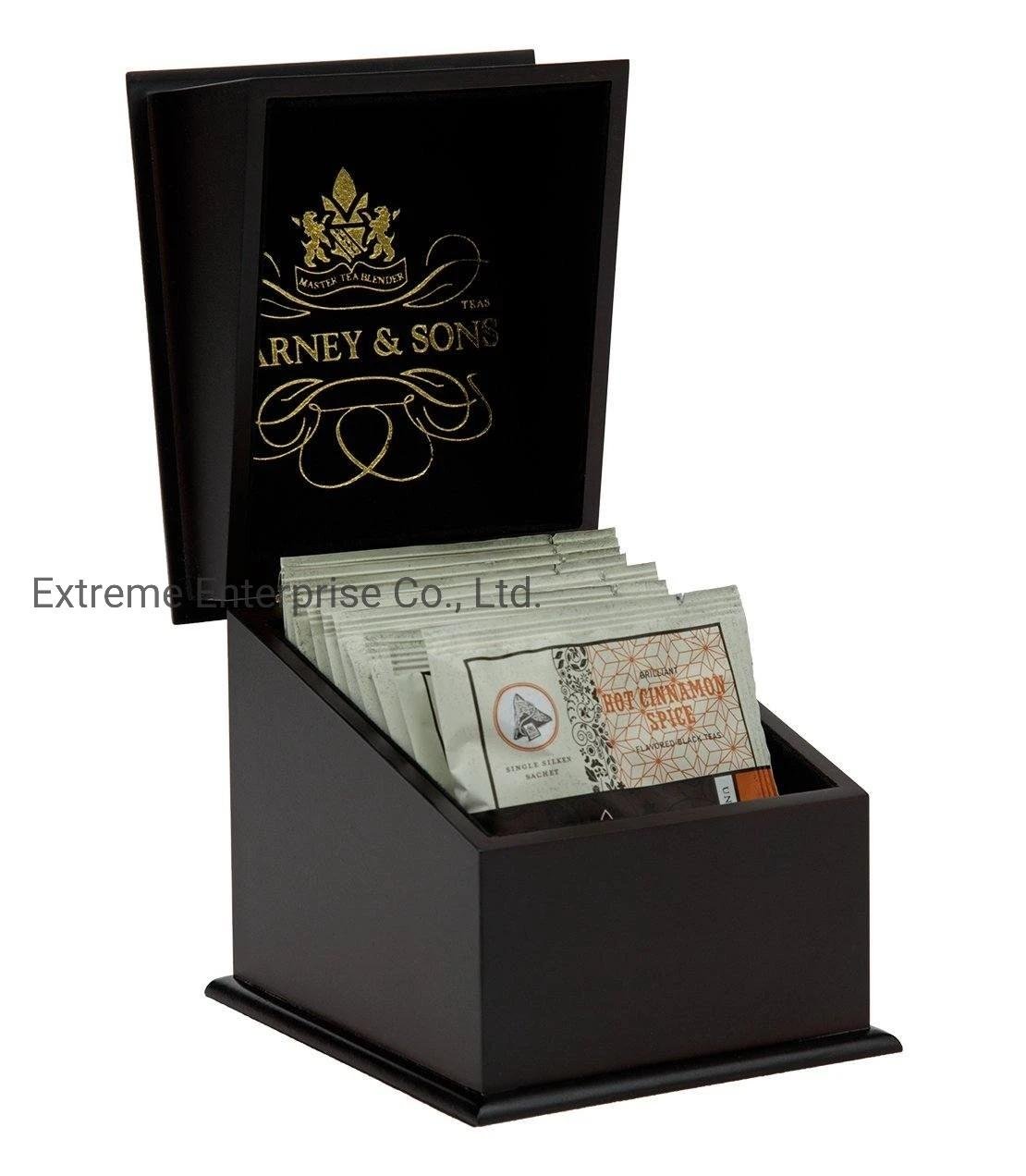 Mini Black Wooden Tea Gift Boxes Pocket 2