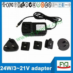 30v 21v 19v 15v 5v 7v 9v 12v ac dc switching interchangeable plug power supply w