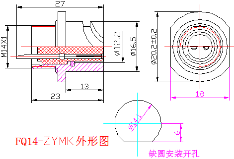 FQ14圓形螺母固定式插座帶防水蓋 4