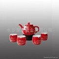 红瓷唐装茶具 2