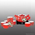红瓷中国红瓷醴陵红瓷竹节茶具