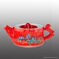红瓷中国红瓷醴陵红瓷竹节茶具 5