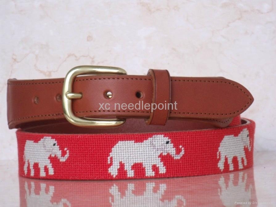 Handmade Elephant Needlepoint Belts