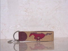 Wild Horse Needlepoint Leather Key