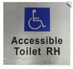 1.5mm height of braille dot 304SS toilet sign