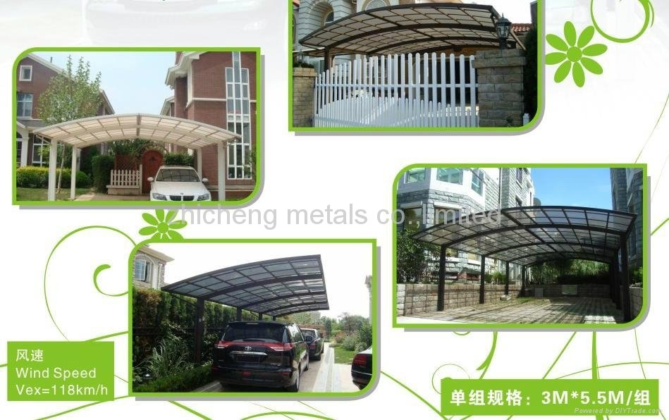  polycarbonate bronze board and aluminum frame car shelter 2