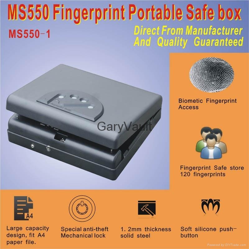 Garyvault Micro Vault MS550 Biometric Portable Pistol Gun Safe A4 Document