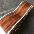 Custom 39 Inch Round Koa Wood Acoustic Guitar Real Abalone Inlays