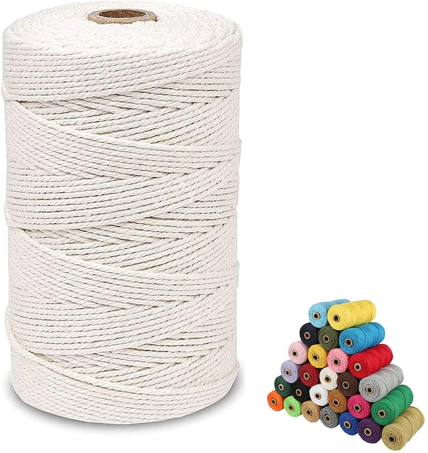 White cotton rope 3mm hand-woven tapestry cotton rope Bohemian 3