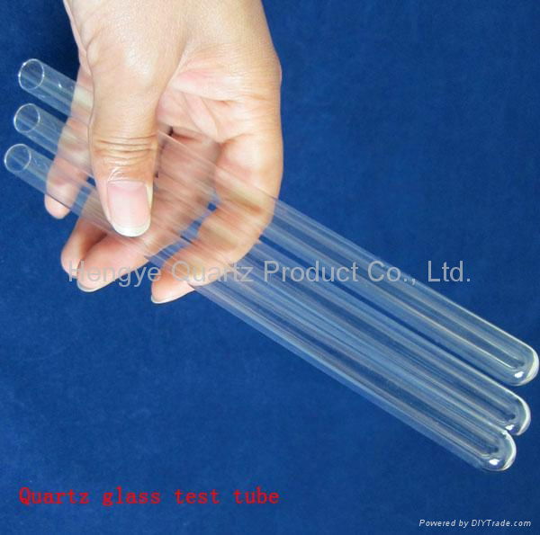 Transparent one end closed quartz glass test tube for experiment  