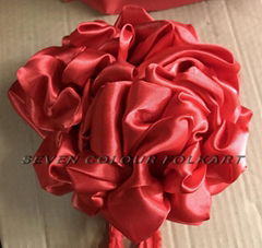 Red/yellow bow flower for lion head, dragon boat, etc.