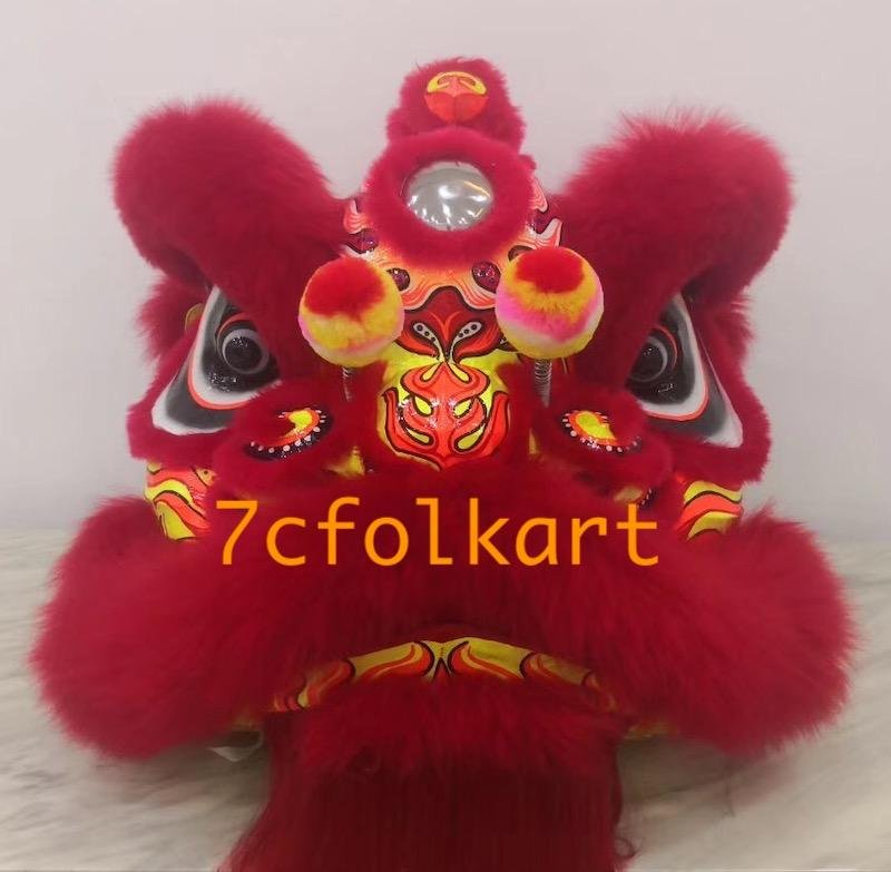 Futsan lion with sheep fur in black/red/white/golden