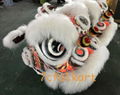 White fur futsan style twins lion heads with LED lights 2