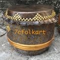 High sound drum with gold handles, nails and fabric