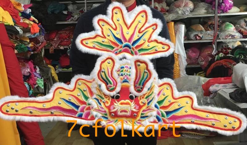 Hand-Embroidered head banner with flying fish for lion dancing 5