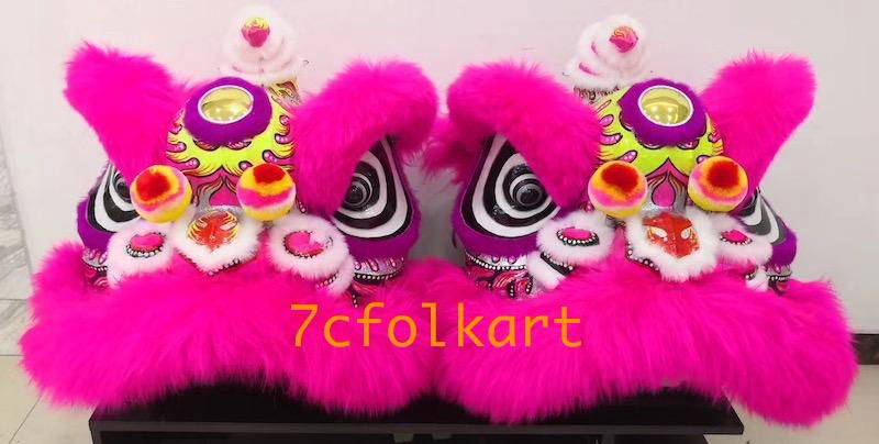 Pink/goden yellow/red futsan style lion heads in different color  2