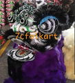 Traditional three generals Liu Bei, Guan Gong and Zhang Fei bristle lion heads