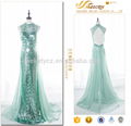 Green sequin high-necked muslim evening dress long for party 1