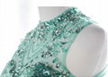 Green sequin high-necked muslim evening dress long for party 4