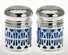 lacquered silver-plated salt & pepper set with acrylic lining