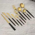 High quality  black gold cutlery set