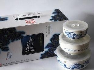 新品中国风青花陶瓷保鲜碗三件套 2